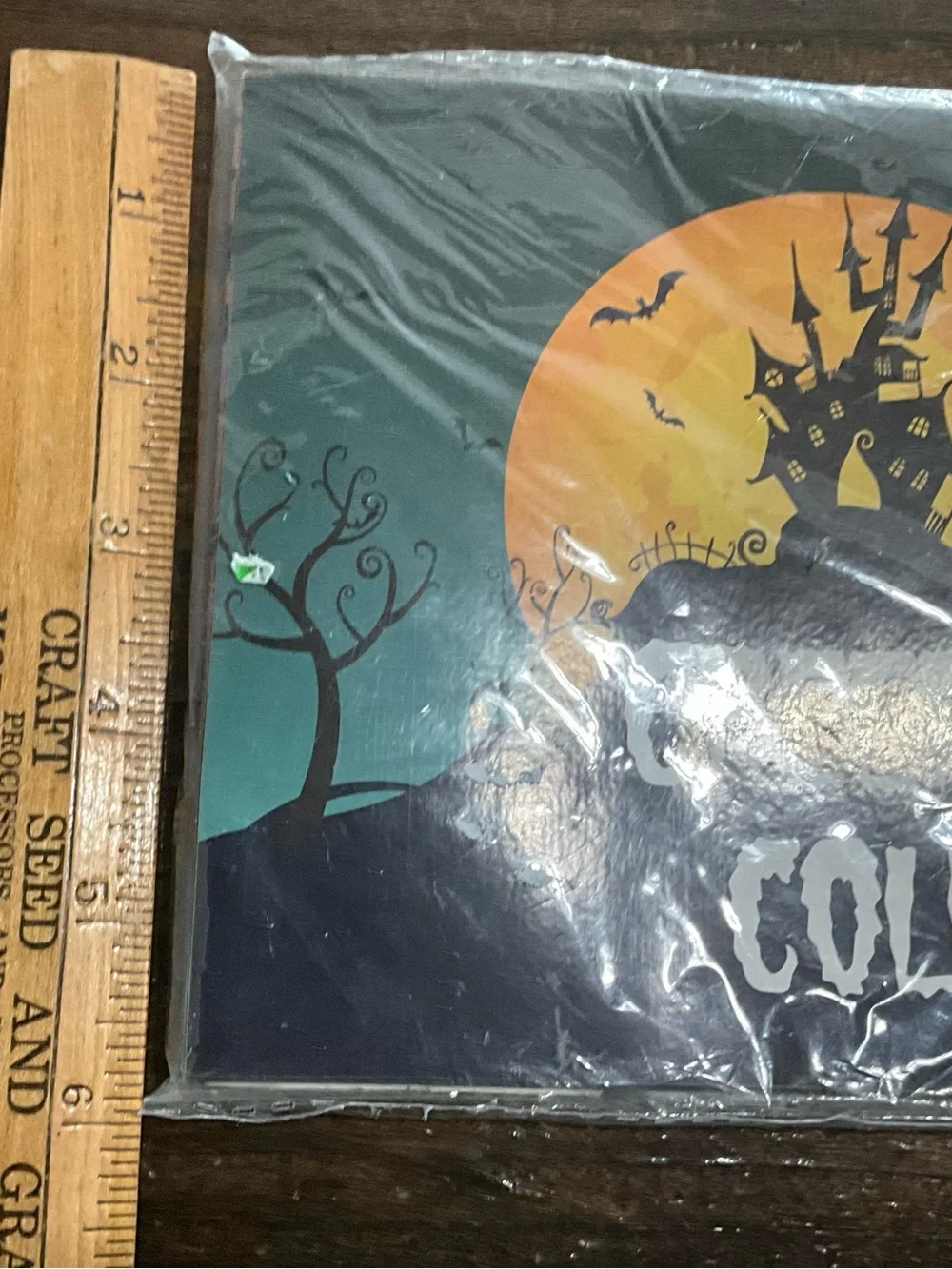 Lot of 2 Halloween Decorations Vinyl Tablecloth Creepy Cola Wrappers NOS